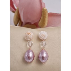 Ohrringe lang mit Perlen rosa