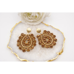 Glasperlenohrring  "Goldie"...